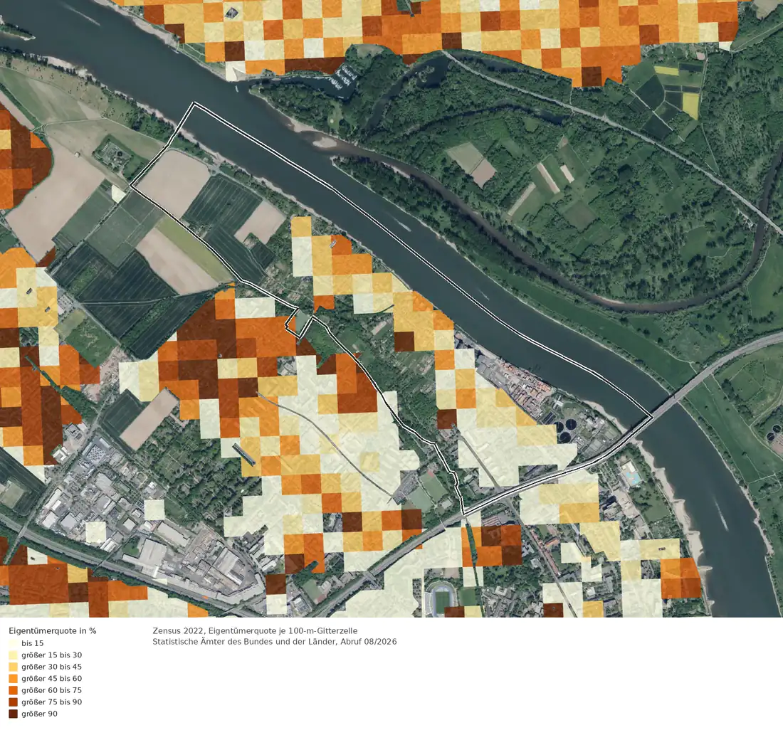 Eigentümerquote (Zensus 2022) im Gebiet Bonn Graurheindorf