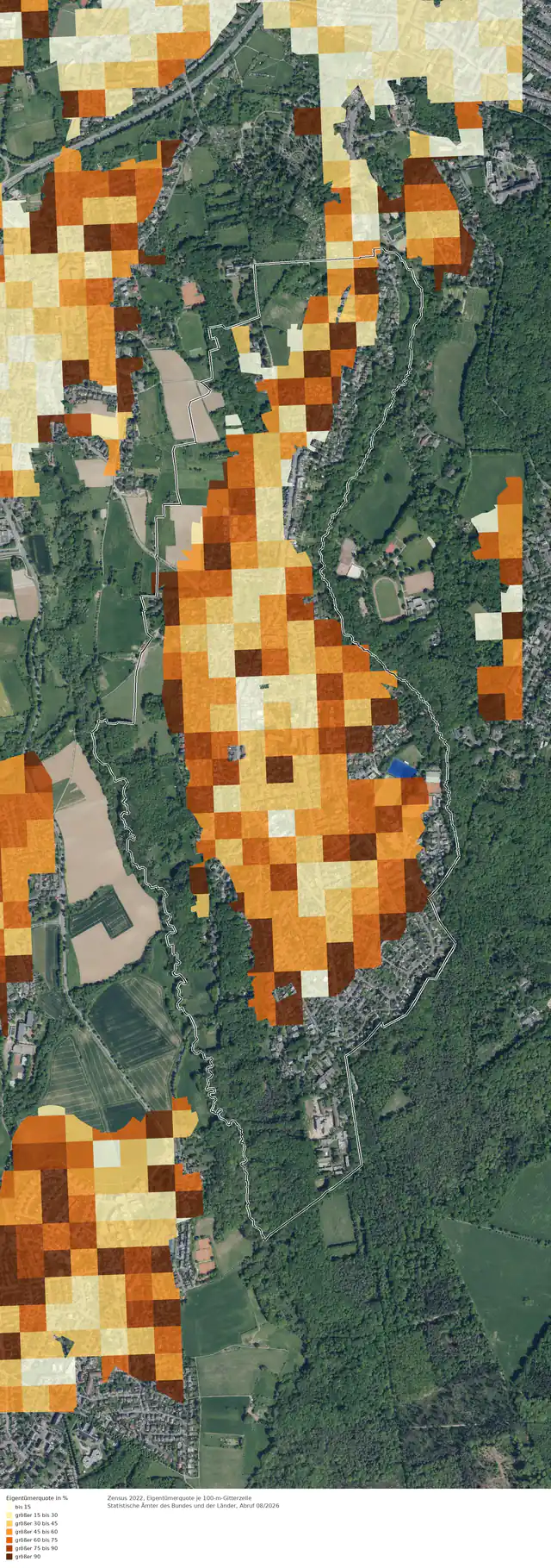 Eigentümerquote (Zensus 2022) im Gebiet Bonn Ippendorf