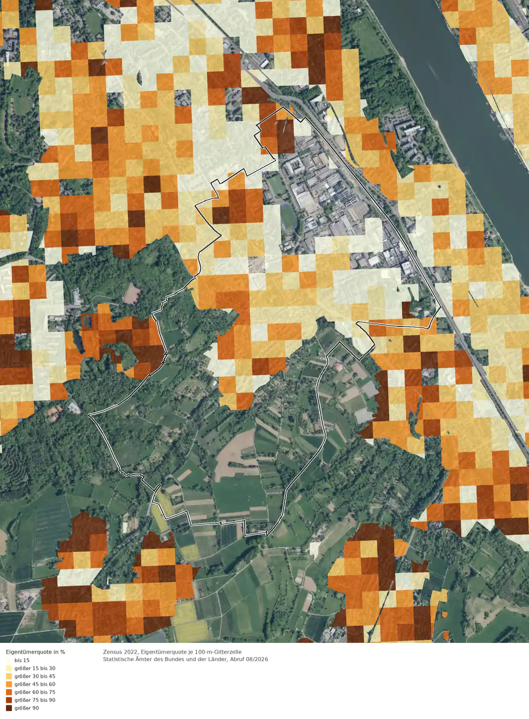 Eigentümerquote (Zensus 2022) im Gebiet Bonn Lannesdorf