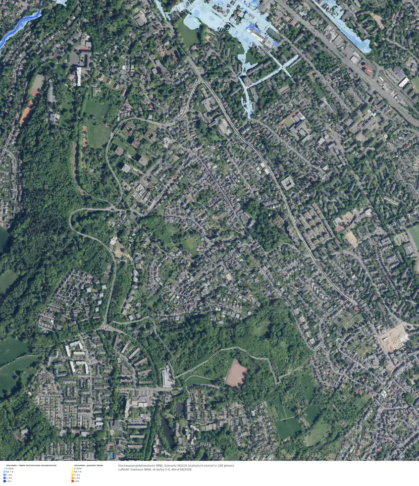 Hochwasserszenario HQ100 im Gebiet Bonn Muffendorf