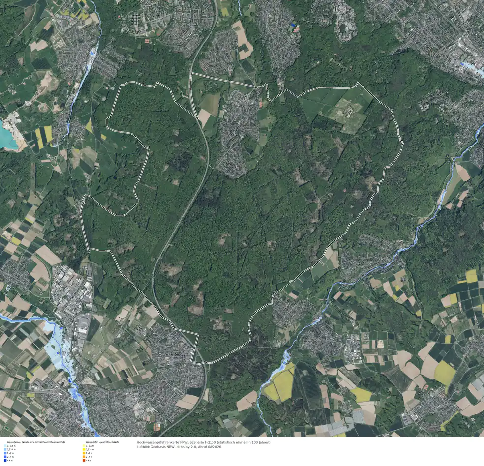 Hochwasserszenario HQ100 im Gebiet Bonn Röttgen