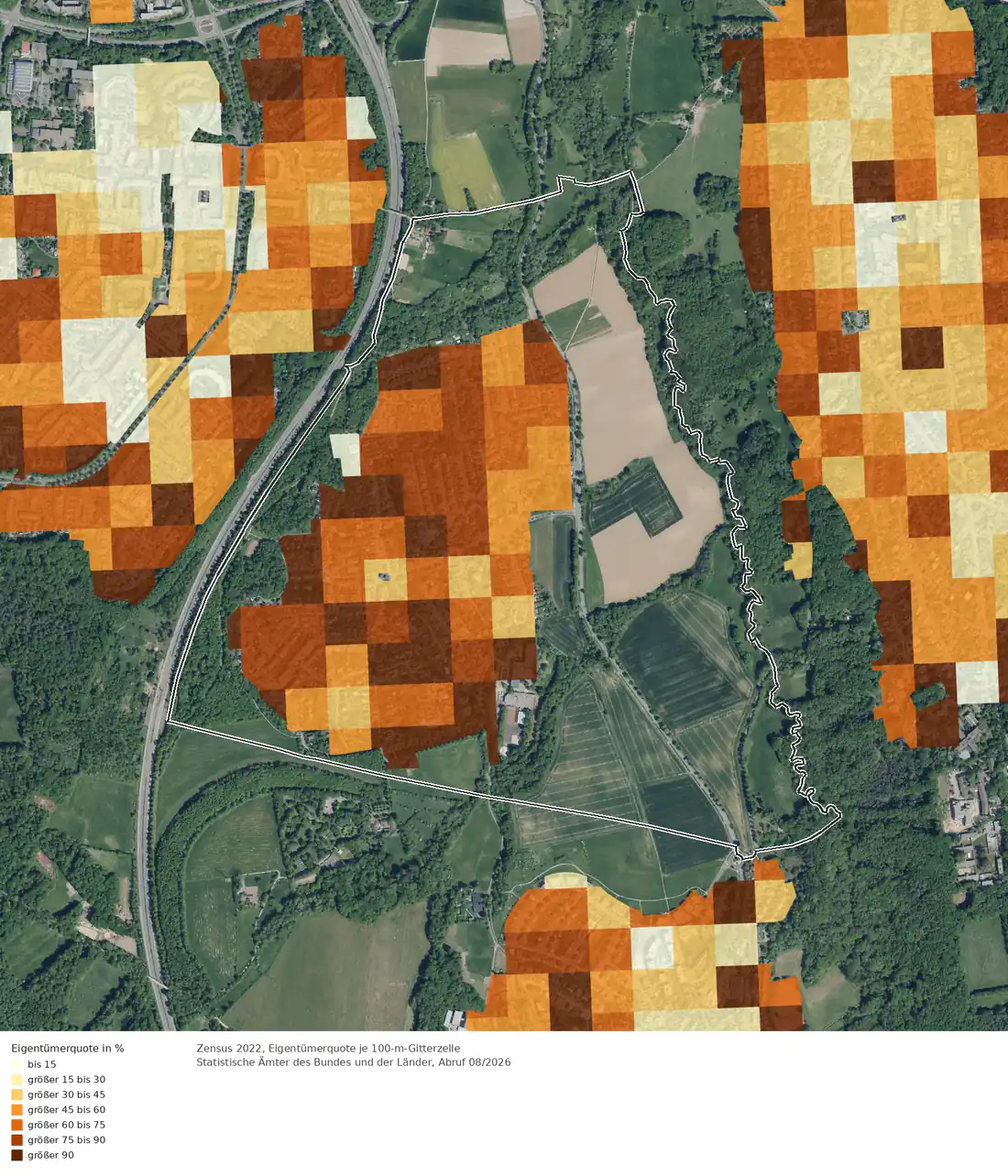Eigentümerquote (Zensus 2022) im Gebiet Bonn Ückesdorf