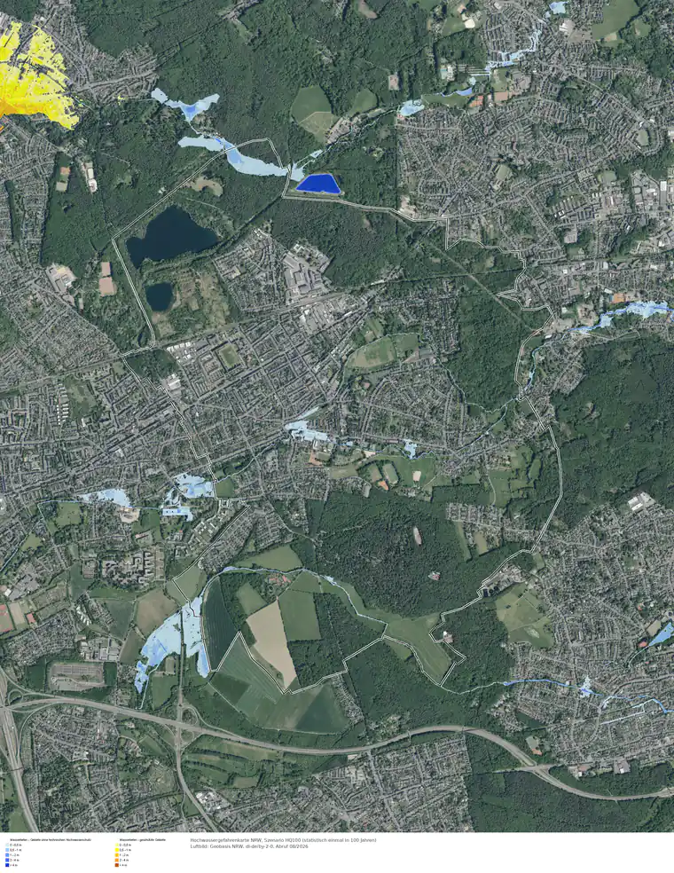 Hochwasserszenario HQ100 im Gebiet Köln Dellbrück