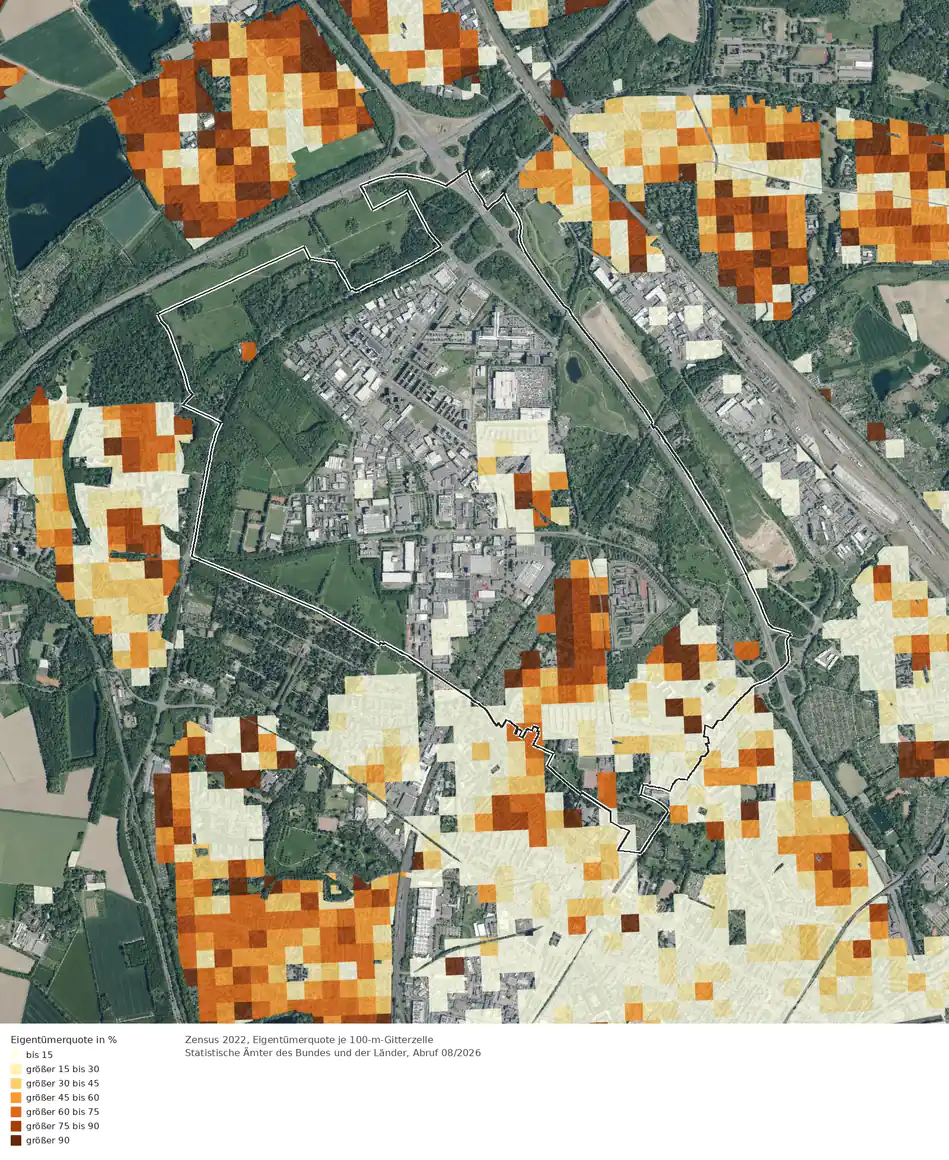 Eigentümerquote (Zensus 2022) im Gebiet Köln Ossendorf